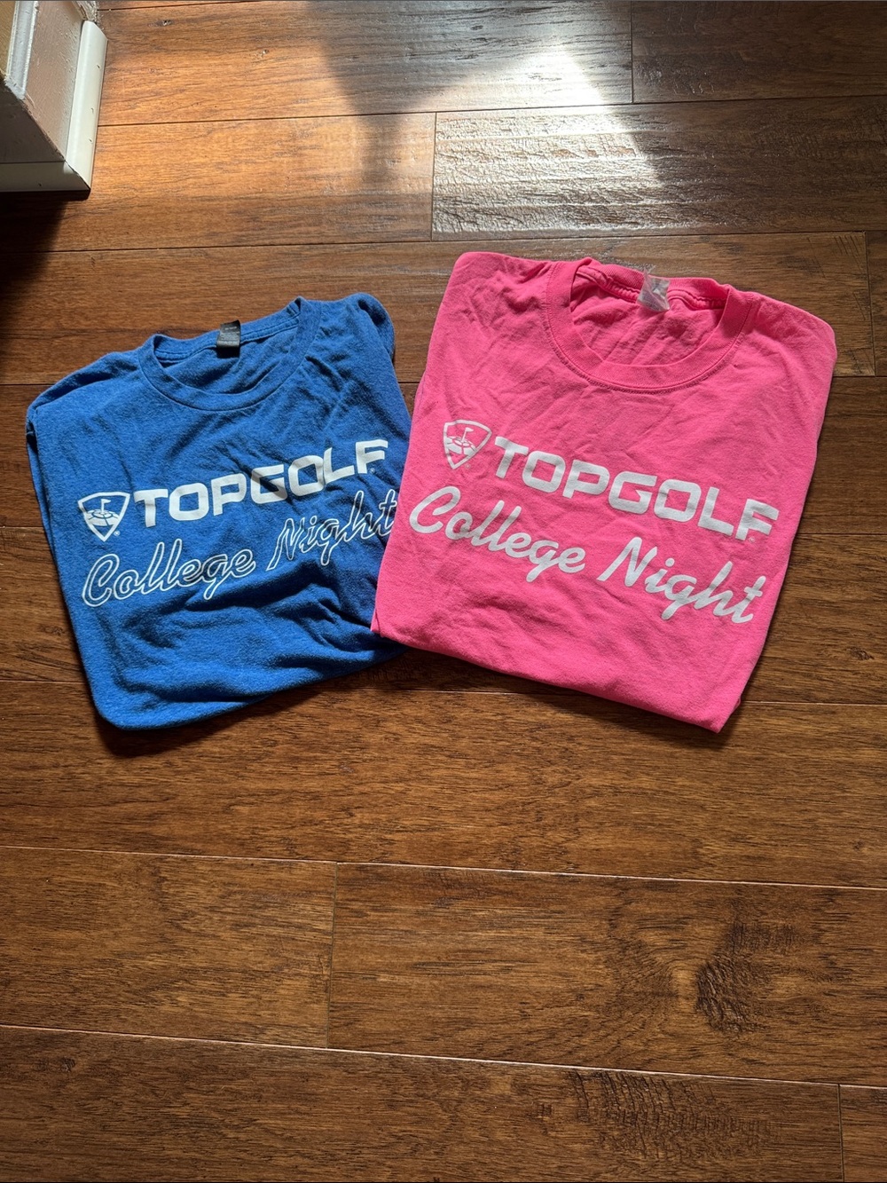 Pair Too Golf College Night Short Sleeve Tees — Blue and Pink